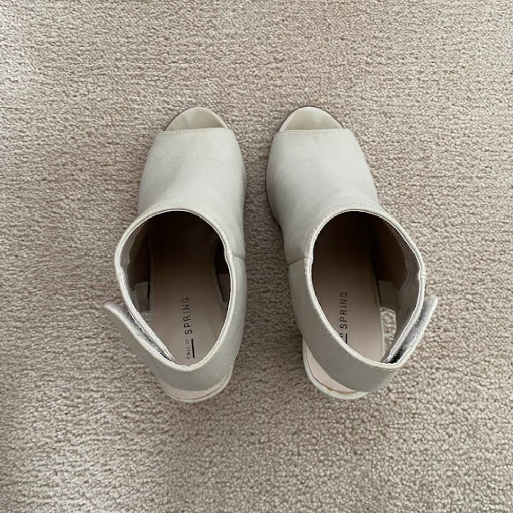 Call It Spring Cream Open Toe Heels - Picture 4 of 7
